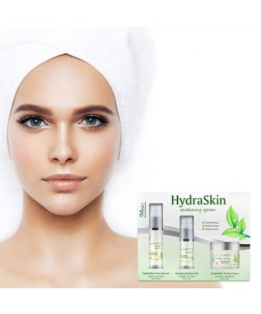 Deluvia HydraSkin Awakening System - Ultimate Skin Care Set with Eye Gel Facial Serum & Night Cream | Botanical Hyaluronic Acid AHA Vitamin C Aloe Vera - Buy Online on GoSupps.com
