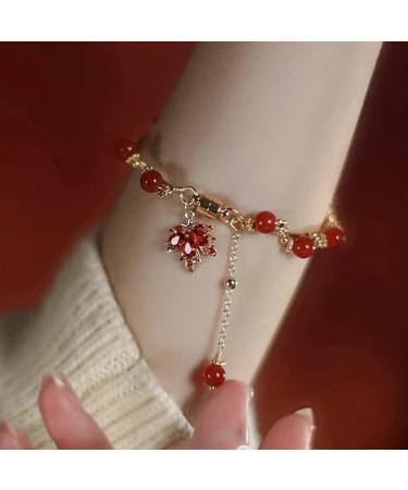 Vsilay Lianxue Elegant Crystal Pearl Bracelets - Fashionable Maple Blade Charm Jewelry for Women & Girls - International Shipping Available - Buy Online on GoSupps.com