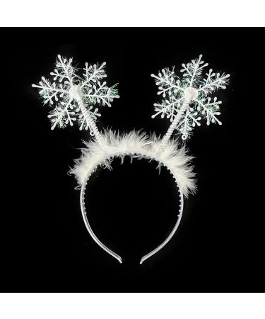 Miaija Snowflake Headband White on Headband Snowflake Head Boppers Headband Christmas Fancy Dress Accessory for Xmas Holiday