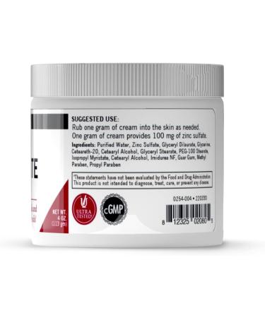 Kirkman Zinc Sulfate Topical Cream 4 fl oz | 10% Concentration | Fast Absorption & Hypoallergenic - Buy Online on GoSupps.com