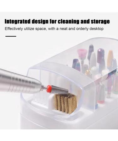 Nail Drill Bits Organizer 2 in 1 Nail Drill Bit Set & Holder - Anti-Splash Nail Bit Case 2 Brushes Included for Home Salon Use - Buy Online on GoSupps.com