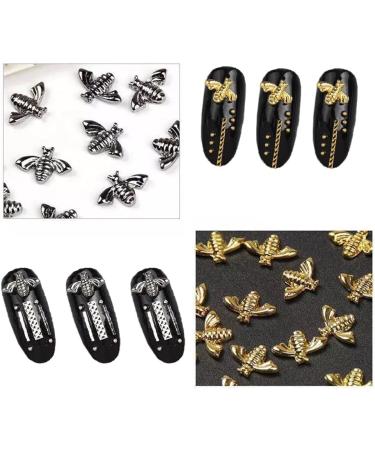 2 Boxes AB Nail 3D Art Accessories - 24 Pcs Mixed Sizes, Multi Shapes Manicure Decoration in Golden and Silver - Nail Face Makeup DIY Craft - Buy Online on GoSupps.com
