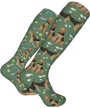 Airedale Terrier Toys Compression Socks 15 20 mmHg for Running & Cycling - Med Green - Best Support for Men & Women - Buy Online on GoSupps.com