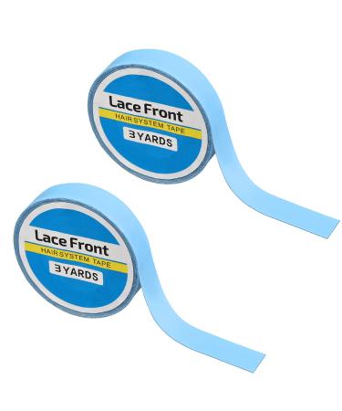 2PCS Lace Front Wig Support Tape Hair Extension salon Blue Tape Double Sided Adhesive Roll Sticky Tape(0.8cm*3yard) 2 Roll 0.8CM * 3Yard 2 Blue Tape - Comfort
