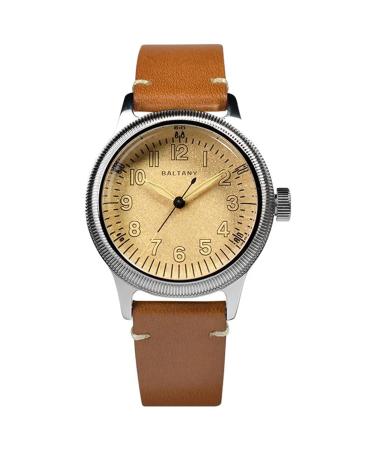 Baltany Automatic Watch for Men A11 Retro NH38 Movement Sapphire Crystal 10Bar Luminous Mechaincal Wristwatch Brown Leather