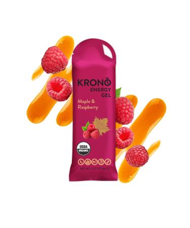 Krono Nutrition Energy Gel - Sports Nutrition - Made with Natural Ingredients - Vegan - Gluten Free - 24 Count (Maple & Raspberry)