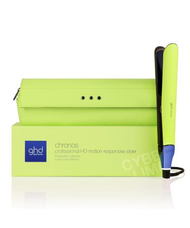 ghd Chronos - Hair Straighteners 3X Faster Styling in One Stroke for HD Results Lasting 24hrs 85% More Shine No Extreme Heat Damage UK Plug Cyber Lime