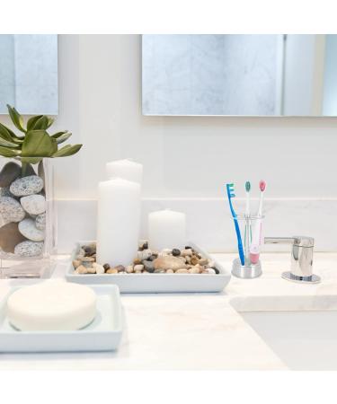 Stainless Steel Divided Toothbrush Toothpaste Holder Stand - Bathroom Vanity Organizer for Toothbrush, Razor, Makeup Brushes - Buy Online on GoSupps.com