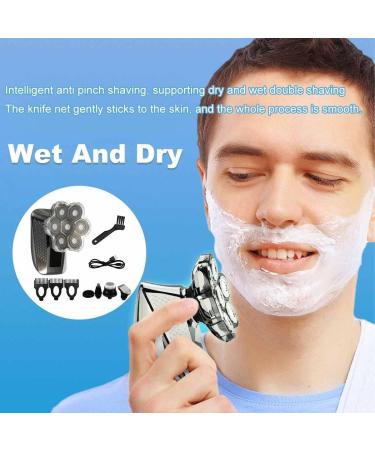5-in-1 Electric Razor for Men - Rechargeable Bald Head Shaver with 7 Floating Heads Beard & Nose Hair Trimmer and Facial Brush - Buy Online on GoSupps.com
