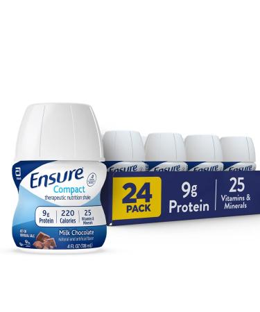 Ensure Compact Nutrition Shake with 9g of Protein and 25 Vitamins and Minerals, Milk Chocolate, 4 Fl Oz (Pack of 24)