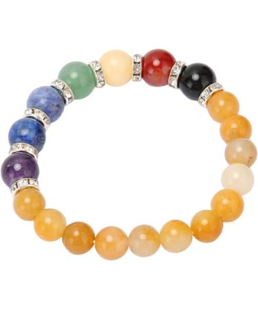 7 Chakra Beaded Bracelet - Lightweight Stretchy Meditation Jewelry for Men & Women | Yellow Jade Stone - Buy Online on GoSupps.com