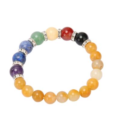 7-chakra bracelet easy balance emotional pearl bracelets with less density for daily use for women and men (yellow jadestein)