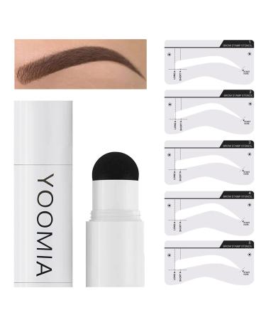 YOOMIA Eyebrow Stamp Stencil Kit Brow Stamp Shaping Kit Waterproof Eyebrow Stamp Hairline Shadow Powder (Medium Brown)