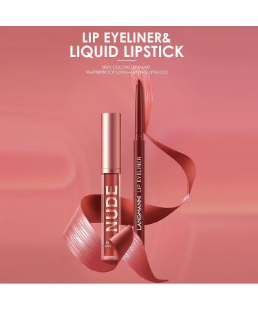 MIELIKKI Matte Liquid Lipstick and Lip Liner Set | Non-Stick Cup Lip Gloss + Lip Liner Pen | High Pigmented & Waterproof | Long-Lasting | 03 - Buy Online on GoSupps.com