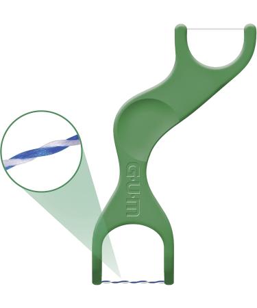 Gum Dual Technique Flosser Picks Complete Whole Mouth Clean Front and Back Reach with Twisted Plaque-Grabbing Floss Fresh Mint Flavour Forest Green 4 Bags X 50ct (200 Flossers) Dual Technique 50 Count (Pack of 4) - Buy Online on GoSupps.com