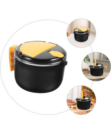 Zerodeko Instant Noodle Bowl Salad Bowl Ramen Soup Bowl with Tableware Insulated Bowl Stainless Steel Gaiwan Black 18.5X14.5CM - Buy Online on GoSupps.com