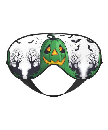 Green Ghost Horror Halloween Pumpkin Print Ultra-Soft Light-Blocking Eye Mask for Optimal Comfort and Restful Sleep