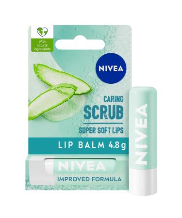 NIVEA 2in1 Aloe Vera Lip Scrub (4.8g) Caring Lip Balm with Aloe Vera and Vitamin E Gently Exfoliates for Super Soft Lips Intensive Lip Care No Need to Wipe Off