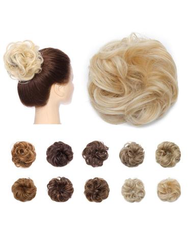 Messy Hair Scrunchies for Women Scrunchy Scrunchie Bun Up Do Hair Piece Hair Ribbon Ponytail Extensions Wavy Golden & Bleach Blond 25 g Golden & Bleach Blond - Buy Online on GoSupps.com