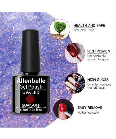 Allenbelle Glow in the Dark UV Nail Polish Set - 6 Colors Gel Nail Polish Gift Set Shellac UV Gel Nail Art Soak Off LED Gel - Perfect for Creative Nail Designs - Buy Online on GoSupps.com