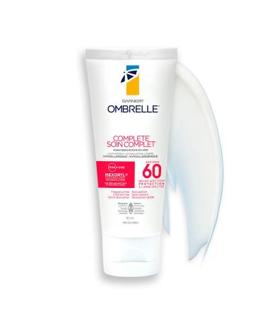 Garnier Ombrelle Complete Sunscreen Lotion SPF 60 For Body and Face High Protection Ultra Broad Spectrum Advanced UVA/UVB Defense Non-Greasy Water Resistant Hypoallergenic Non-Comedogenic Cruelty-Free 90ml