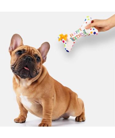 Minshuxi Dog Birthday Cake Toy - Plush Squeaky Bone & Interactive Pet Gift for Birthday Celebrations - Buy Online on GoSupps.com