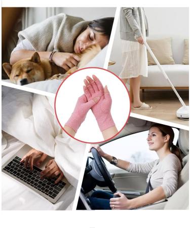 AovYoo 2 Pairs Fingerless Arthritis Compression Gloves - Hand Pain Relief for Rheumatoid & Osteoarthritis - Raynaud's Gloves with Wrist Support (M Pink) - Buy Online on GoSupps.com
