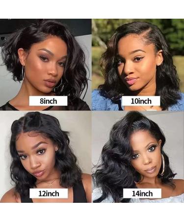 14 Inch Body Wave Lace Front Wig Human Hair | Pre Plucked with Baby Hair | Swiss Lace Closure | Natural Color | 180% Density | For Black Women - Buy Online on GoSupps.com