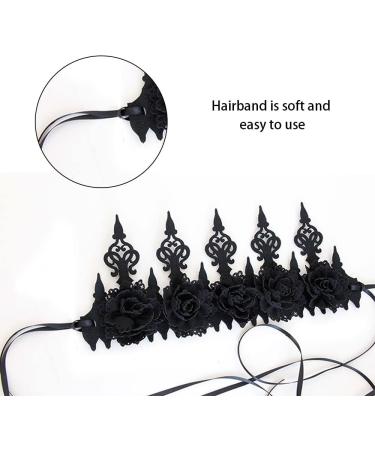 Headband Dark Gothic Forehead Chain Lace Head Wrap for Witch Makeup Masquerade Show - Buy Online on GoSupps.com