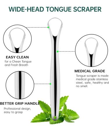 Buy Gyyjw Tongue Scraper for Adults - 2 + 1 Pack Surgical Stainless Steel Tongue Cleaner | Effective Bad Breath Treatment & Oral Care for Kids - Buy Online on GoSupps.com