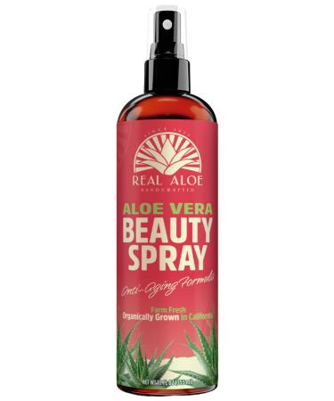 Real Aloe Aloe Vera Toner Spray (12 fl oz) | Certified Organic California-Grown Aloe | Hydrating Facial Toner & Mist for Skin & Hair | After Sun After Shave & Makeup Removal | Made in USA