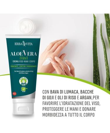  Erba Vita Erba Vita Aloe vera 3 in 1 cream for face hands and body with snail mucin rice and argan oils - 200 ml - Buy Online on GoSupps.com