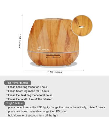 Diffuserlove 550ml Aroma Diffuser Humidifier with Remote Control | 7-Color LED & Auto Shutoff | Perfect for Spa Massage & Yoga - Buy Online on GoSupps.com