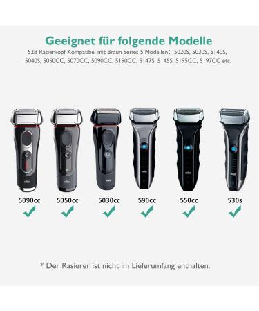 Electrician Replacement Shear for Braun Series 5 Razors - 52B Shaving Head Compatible with 5020s 5030 5040s 5050 5050cc 5080cc 5090cc - Men's Razor Replacement Blade - Buy Online on GoSupps.com