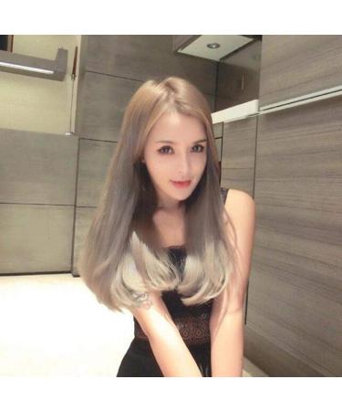 Shop Premium European & American Long Straight Wigs | Liu Hai Pear Flower Buckle - Pink Grandma Ash - Buy Online on GoSupps.com