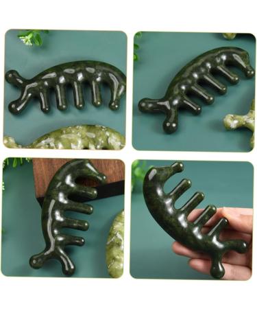 Moluckfu Jade Massage Comb - Premium Handcrafted Jade Body Tool for Scalp & Relaxation | 11.50x1.50cm Green - Buy Online on GoSupps.com