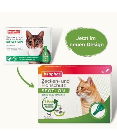Beaphar Tick & Flea Protection Spot-On for Cats | Effective Flea Tick & Mosquito Repellent | 3 Pipets (0.8 ml each) - 12 Weeks Protection - Buy Online on GoSupps.com