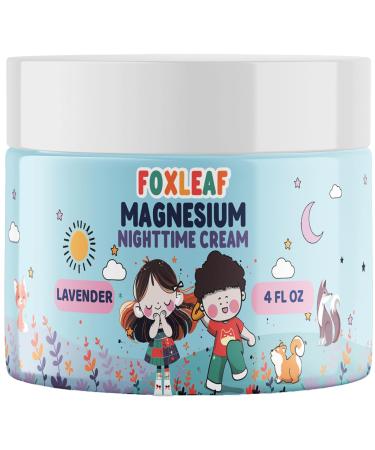FOXLEAF Magnesium Cream For Kids - Supports Sleep & Comfort with Aloe Vera Shea Butter Dandelion Root Extract & Lavender Scented - Made In USA - 4oz
