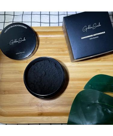 Golden Smile Coconut Activated Carbon Powder for Natural Tooth Whitening | Bamboo Toothbrush | Mint Taste | 100% Pure & Vegan | 30g - Buy Online on GoSupps.com