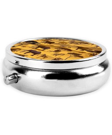 Shop African Grassland Animals Portable Metal Pill Box - Travel-Friendly 3-Compartment Design for Small Pills - Buy Online on GoSupps.com