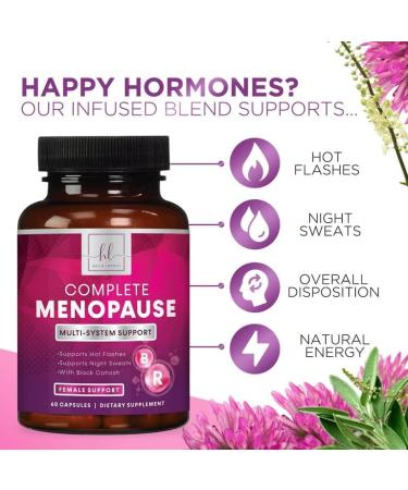 Menopause Supplement for Women - Hormone Support with Black Cohosh, Dong Quai & Chasteberry - Hot Flash Relief - 60 Capsules - Buy Online on GoSupps.com