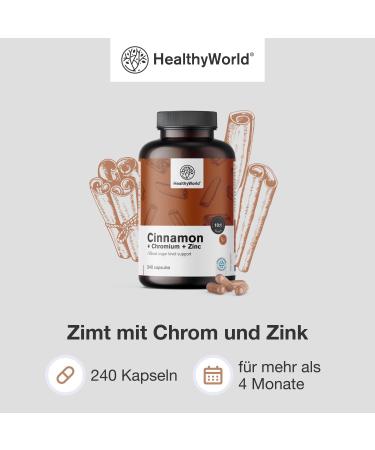 Be Healthy Group doo Cinnamon with Chromium and Zinc 240 Vegetable Capsules Vegetarian High Dosage 4month supply Top Quality 3 Active Ingredients Support Blood Sugar Levels - Buy Online on GoSupps.com