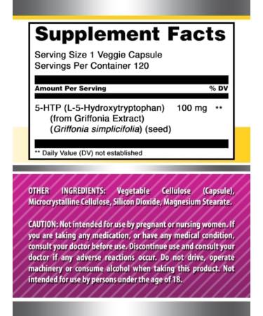 Amazing Formulas 5-HTP (Hydroxytryptophan) Supplement | 100 Mg Per Serving | Veggie Capsules | Non-GMO | Gluten Free | Made in USA (2 Pack 120 Count) - Buy Online on GoSupps.com