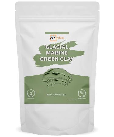 mGanna 100% Natural Glacial Marine Green Clay Powder 0.5 LBS / 227 GMS for Facial Masks Creams Body Wraps Soft Peels and Scrubs Skin Tightening and Soap Making