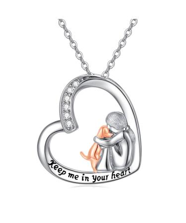 Chenghong dog chain ladies 925 sterling silver dog pendant crystals necklace gifts for women dog jewelry for dog lovers girl ... silver rose gold dog trailer