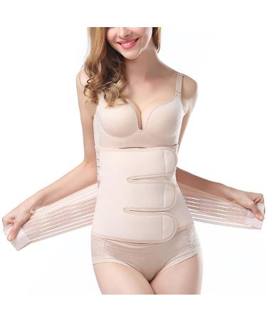 Postpartum Belly Band Wrap Belt  C Section Binder - Faja Postparto Cesarea Post Pregnancy Recovery Support Girdle - After Birth Waist Trainer Body Shaper For C-Section Natural Birth Post Hysterectomy Beige One Size