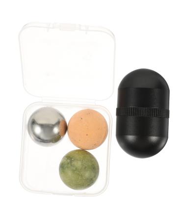 Housoutil 1 Set Volcanic Stone Ball Beauty Roller for Face Jade Rollers Facial Jade Salon Massage Tool Massage Roller Jade Face Roller Eye Massager Facial Tool Tighten Shell Volcanic Rock 4.5x2.6ccm Black