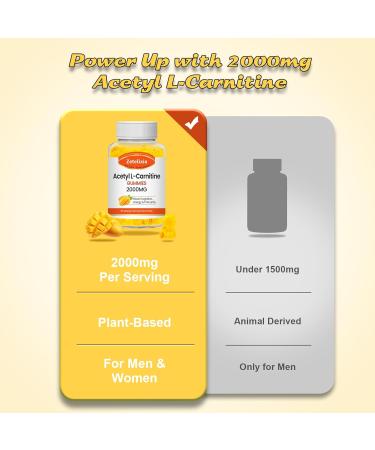 2 Pack Acetyl L-Carnitine Gummies L-Carnitine Supplement for Women & Men Nutrition Supplement for Boost Energy Immunity & Brain Health Vegan Non-GMO Mango Flavor 120 Count 60 Count (Pack of 2) - Buy Online on GoSupps.com