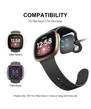 Amzpas Charger+Band Charger and Band for Fitbit Versa 4/ Versa 3/ Sense/Sense 2 Fitness Tracker 3.3ft Durable Charger Cable Black Siilicone Band for Women Men - Buy Online on GoSupps.com