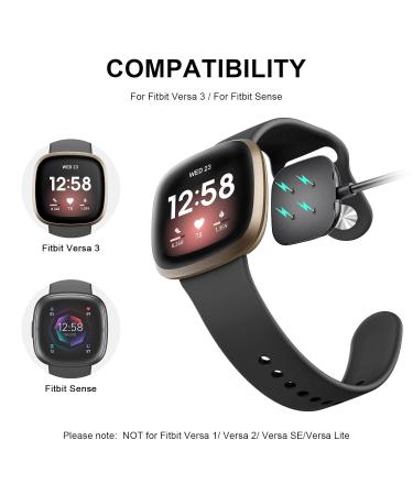 2 Pack Charger Cable for Fitbit Versa 4/3, Sense 2 Fitness Tracker | USB Charging Cable in 2 Sizes (3.3ft/1.64ft) | Soft & Durable Replacement - Buy Online on GoSupps.com